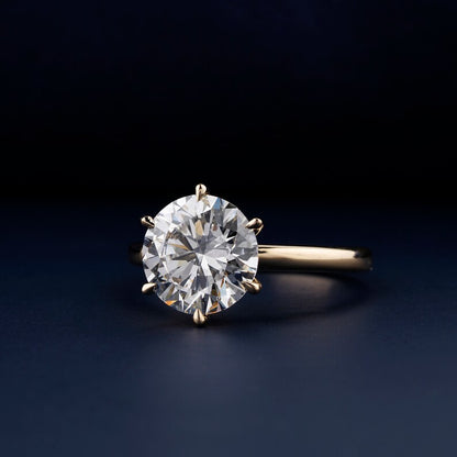 Lab Diamond Solitaire Ring – Round 6 Prong Engagement Ring