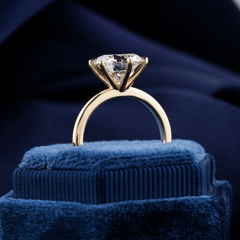 Lab Diamond Solitaire Ring – Round 6 Prong Engagement Ring
