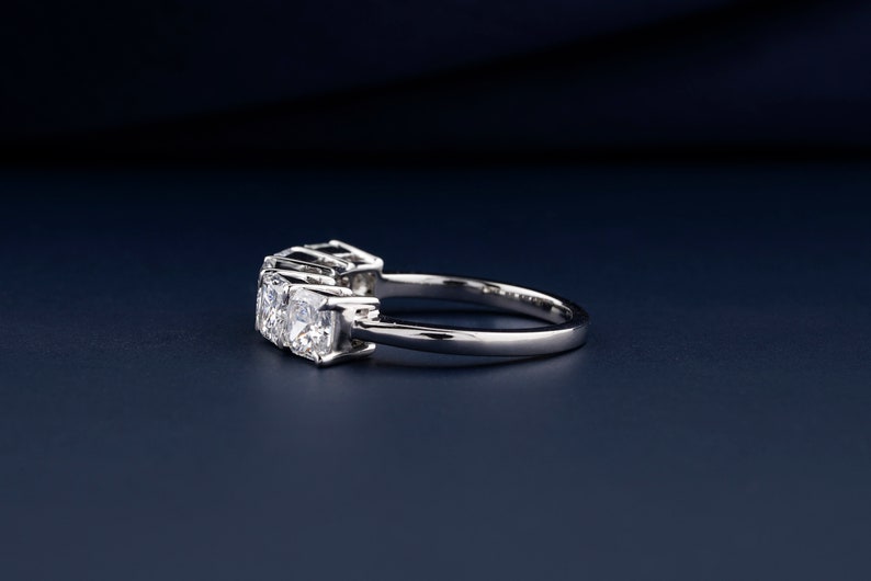 Each 0.40 CT Square Radiant Diamond Band Five Stone Lab Grown Diamond Wedding Band 14K Gold Lab Diamond Stacking Ring Anniversary Gift Ring