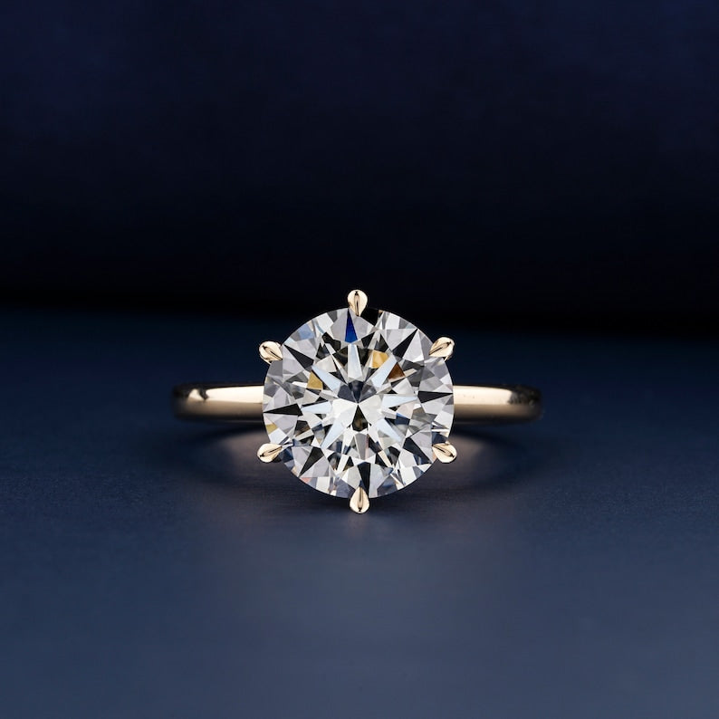 Lab Diamond Solitaire Ring – Round 6 Prong Engagement Ring