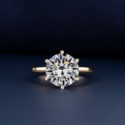 Lab Diamond Solitaire Ring – Round 6 Prong Engagement Ring