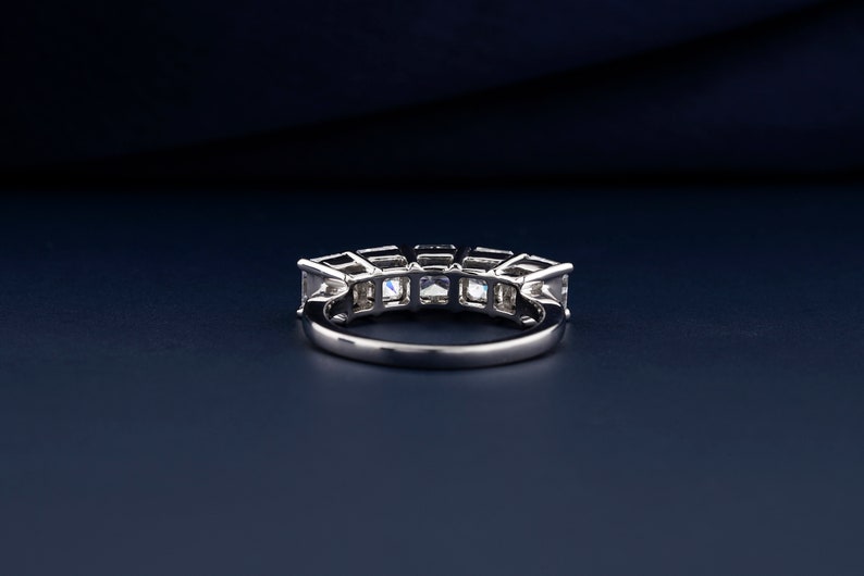 Each 0.40 CT Square Radiant Diamond Band Five Stone Lab Grown Diamond Wedding Band 14K Gold Lab Diamond Stacking Ring Anniversary Gift Ring