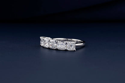 Radiant Cut Lab Grown Diamond Five Stone Wedding Band