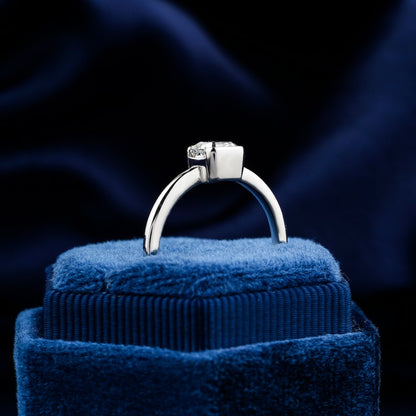 Asscher Lab Diamond Solitaire Ring, Bezel Set Engagement Ring