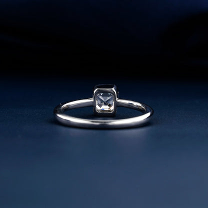 Asscher Lab Diamond Solitaire Ring, Bezel Set Engagement Ring
