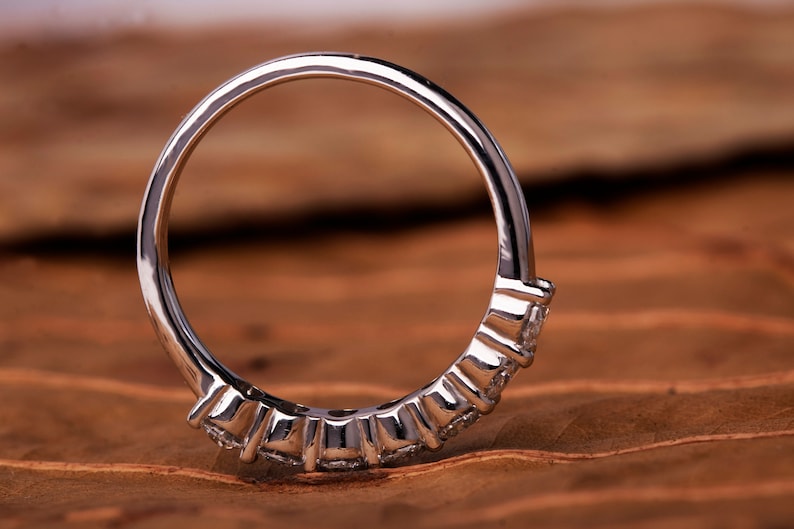 0.15 Carat Each Oval Lab Diamond 7 Stone Wedding Band Eternity Band CVD Diamond Band For Anniversary Gift Conflict Free For Ring Set