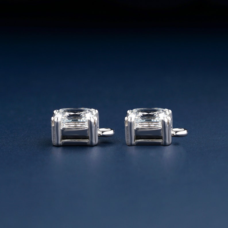 1 CT Each Asscher Cut Labgrown Diamond Earring Charms Stud Earrings Wedding Gift Gift For Her Gift For Anniversary For Earrings CVD Diamond