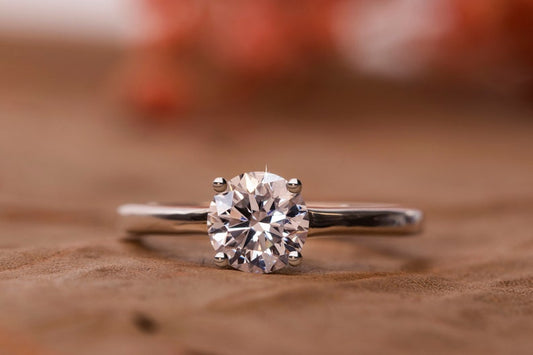 Round Cut Lab Grown Diamond Ring,Solitaire Diamond Engagement Ring,0.25 to 1.00 Ct E/vs1 Round Wedding Ring For Her,Minimalist Ring For Gift