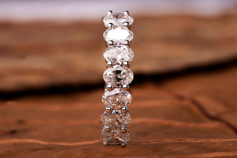 0.15 Carat Each Oval Lab Diamond 7 Stone Wedding Band Eternity Band CVD Diamond Band For Anniversary Gift Conflict Free For Ring Set