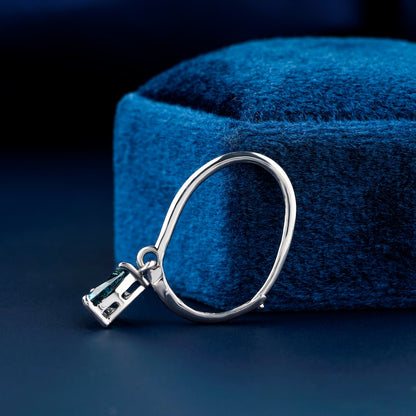 1 Carat Blue Trilliant Lab Diamond White Gold Earrings.