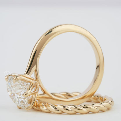 Round 3CT Lab Diamond Ring Set with Twisted Wedding Band