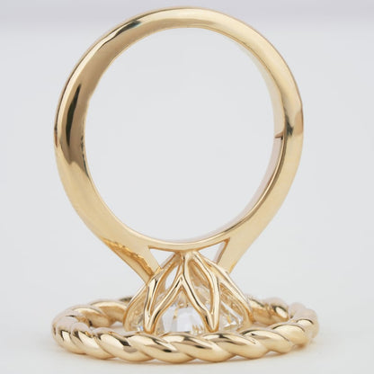 Round 3CT Lab Diamond Ring Set with Twisted Wedding Band