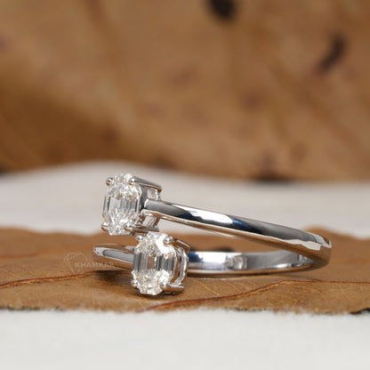 Oval Lab Diamond Toi Et Moi Engagement Ring For Her