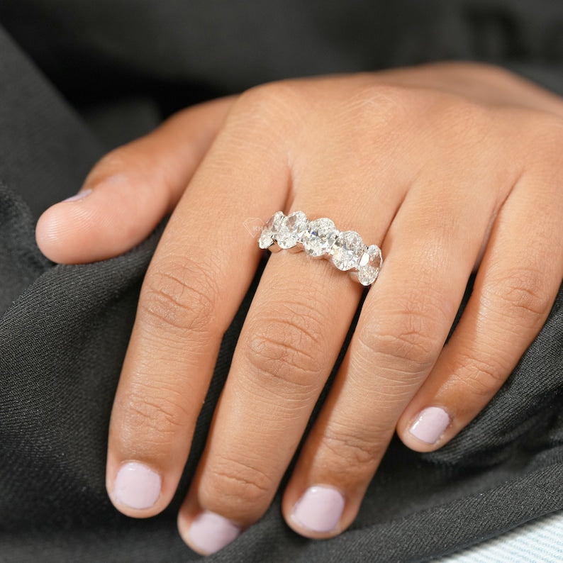 Five Stone Oval Lab Grown Diamond Ring,E/VS1 Lab Created Diamond Engagement Ring,Certified Diamond Ring,Wedding/Anniversary Ring For Gift