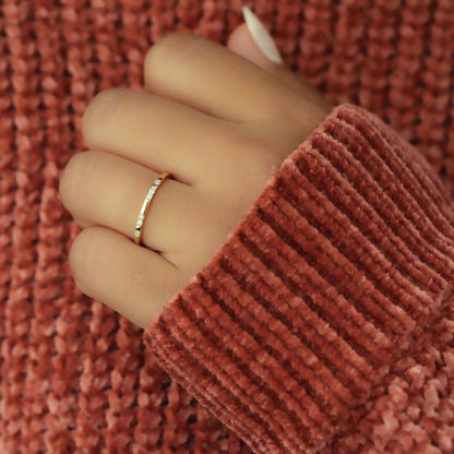 14K Gold Lab Diamond Micro Pave Wedding Band