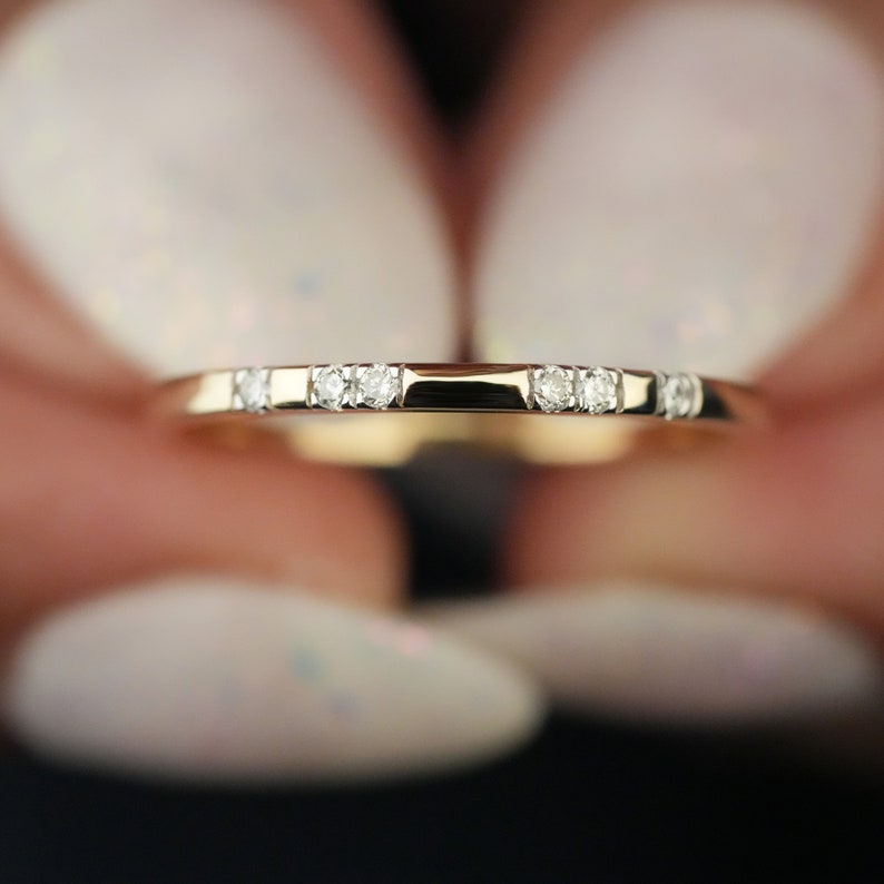 14K Gold Lab Diamond Micro Pave Wedding Band