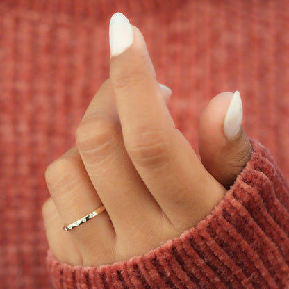 14K Gold 5 Stone Diamond Ring Dainty Stacking Band