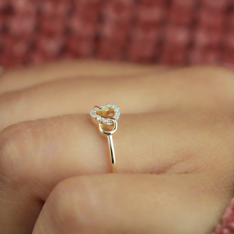 14K Gold Lab Diamond Open Circle Stackable Ring