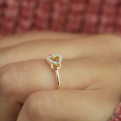 14K Gold Lab Diamond Open Circle Stackable Ring
