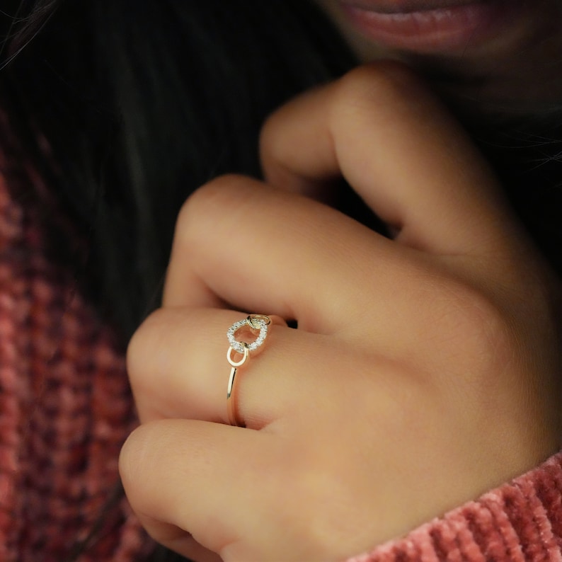 14K Gold Lab Diamond Open Circle Stackable Ring
