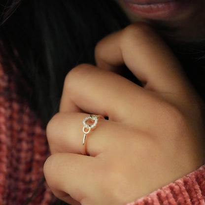 14K Gold Lab Diamond Open Circle Stackable Ring