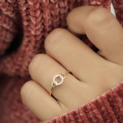 14K Gold Lab Diamond Open Circle Stackable Ring