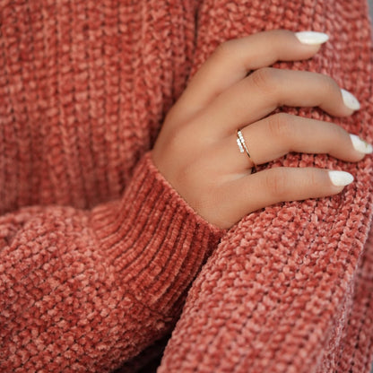 Lab Diamond Bypass Ring – 14K Gold Minimal Crossover Ring