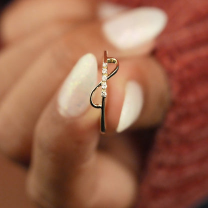 14K Yellow Gold Lab Diamond Infinity Minimalist Stacking Ring