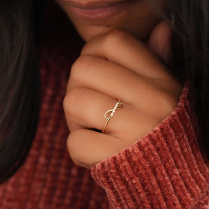 14K Yellow Gold Lab Diamond Infinity Minimalist Stacking Ring