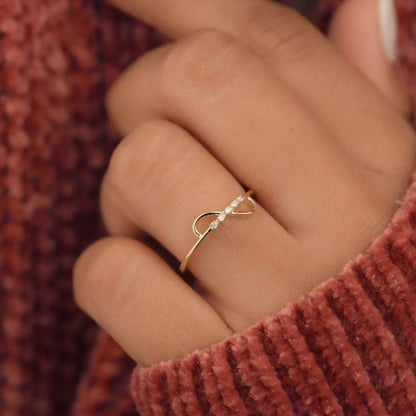 14K Yellow Gold Lab Diamond Infinity Minimalist Stacking Ring
