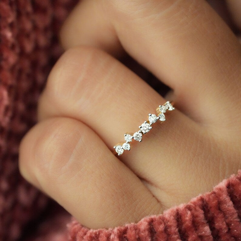 Lab Grown Diamond Cluster Engagement Ring – Minimalist Multi Stone Ring
