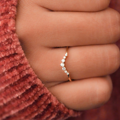 Curved Lab Diamond Wedding Band – Minimal Stackable Contour Ring
