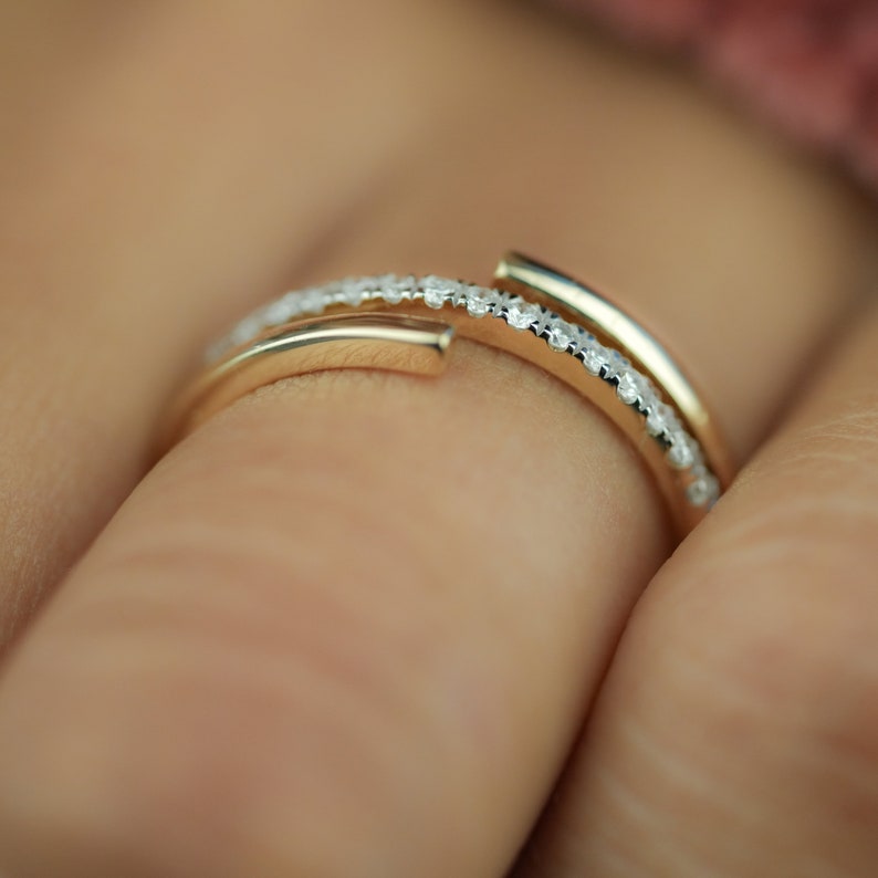 14K Solid Gold Minimalist Wraparound Triple Band Ring