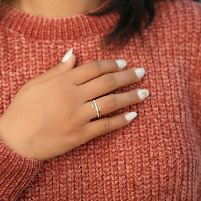14K Solid Gold Minimalist Wraparound Triple Band Ring