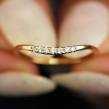 14K Yellow Gold Lab Diamond Curved Wedding Band