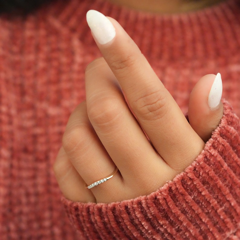 14K Yellow Gold Lab Diamond Curved Wedding Band