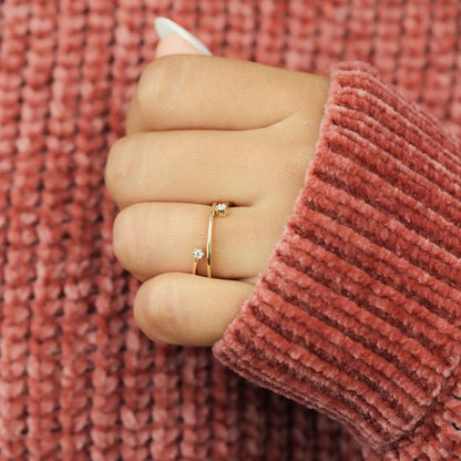 Criss Cross Lab Diamond Ring for Women, Minimalist Open Band Ring