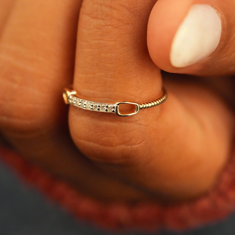 14K Gold Lab Diamond Chain Link Eternity Ring