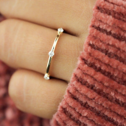 Unique Lab Diamond Bamboo Stacking Ring