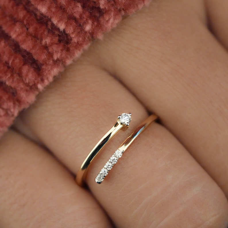 Open cuff lab diamond ring—minimal, adjustable, stackable