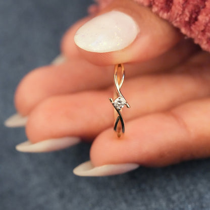 Twisted Infinity Lab Diamond Ring – 14K Gold Dainty Solitaire Band