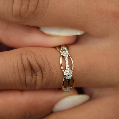 14K Gold Marquise Link Band Minimal Dainty Ring for her
