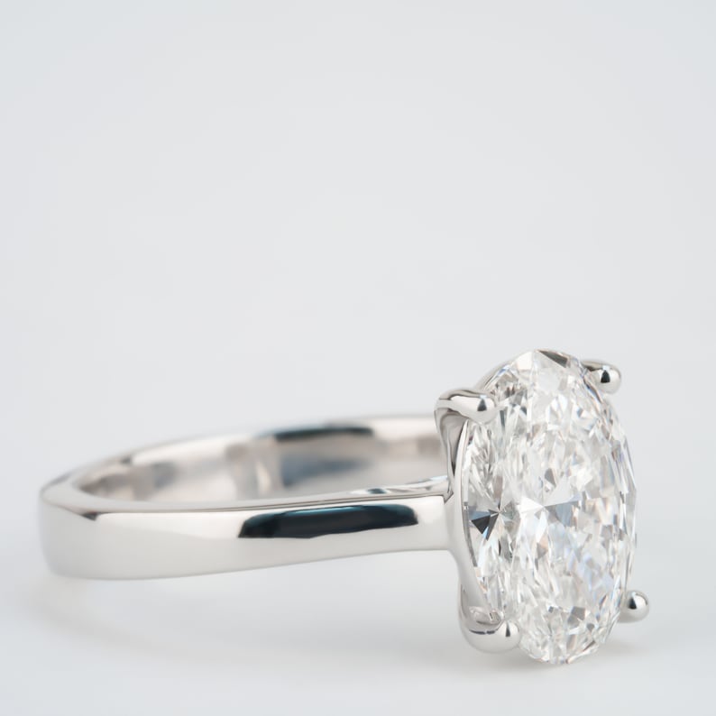 Oval Lab Diamond Ring Solitaire Engagement Ring, IGI Certified