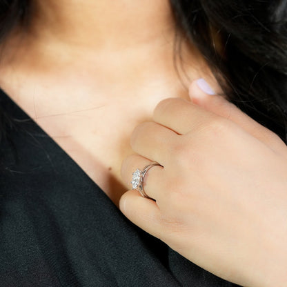 East West Marquise Lab Diamond Engagement Ring