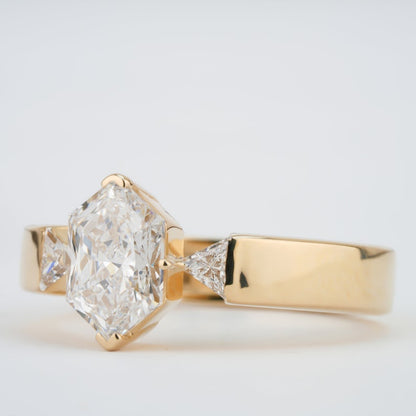 Dutch Marquise Lab Diamond Ring, Bold Band Triangle Wedding Ring