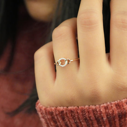 14K Gold Lab Diamond Open Circle Stackable Ring