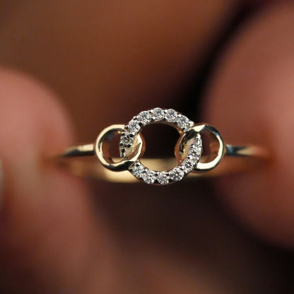 14K Gold Lab Diamond Open Circle Stackable Ring