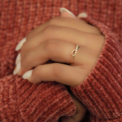 14K Yellow Gold Lab Diamond Infinity Minimalist Stacking Ring