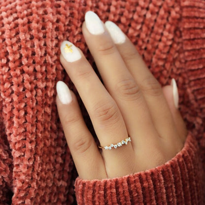 Lab Grown Diamond Cluster Engagement Ring – Minimalist Multi Stone Ring