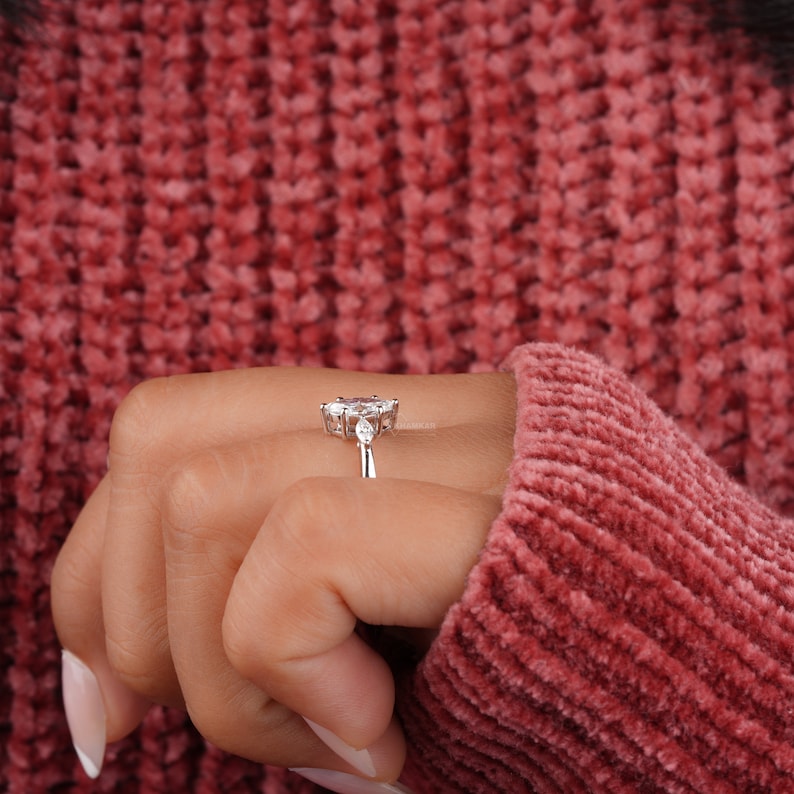 Marquise Lab Diamond Three Stone wedding ring